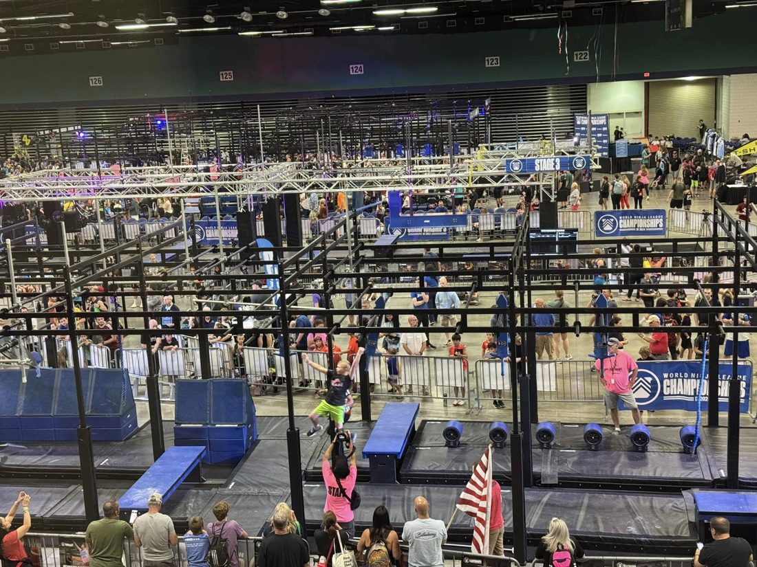 The competition floor at a World Ninja League event